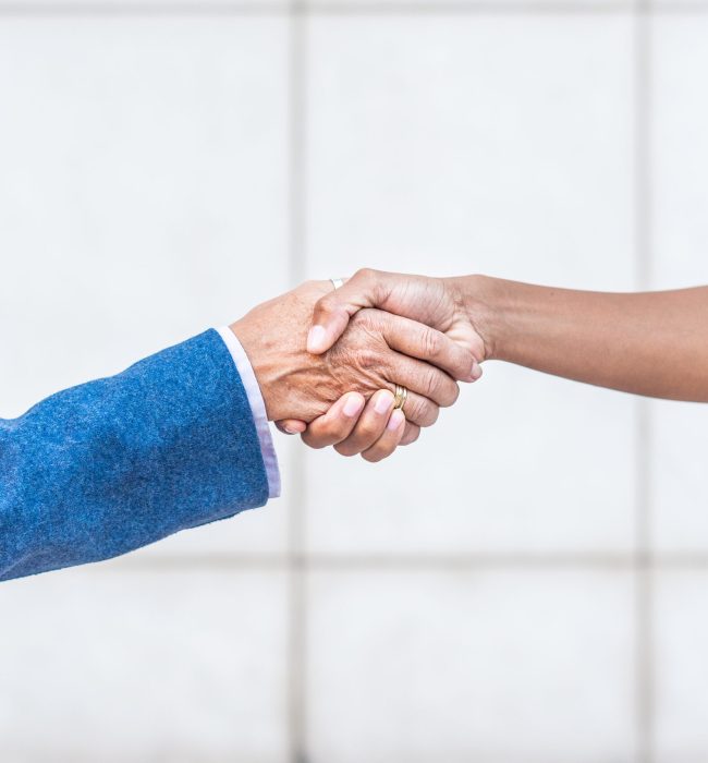 close-up of a handshake between two people of different ethnics, horizontal view